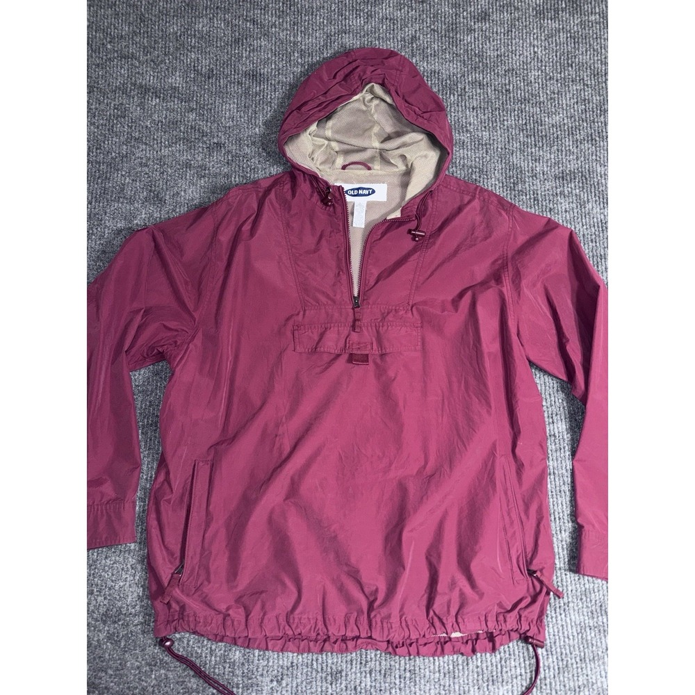 Old Navy Men's Hooded‎ Windbreaker Jacket Burgundy Size L Lightweight